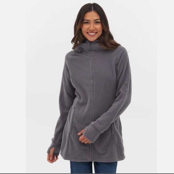 BENCH Polar Fleece Long Zip Up Gray Jacket - Picture 1 of 15